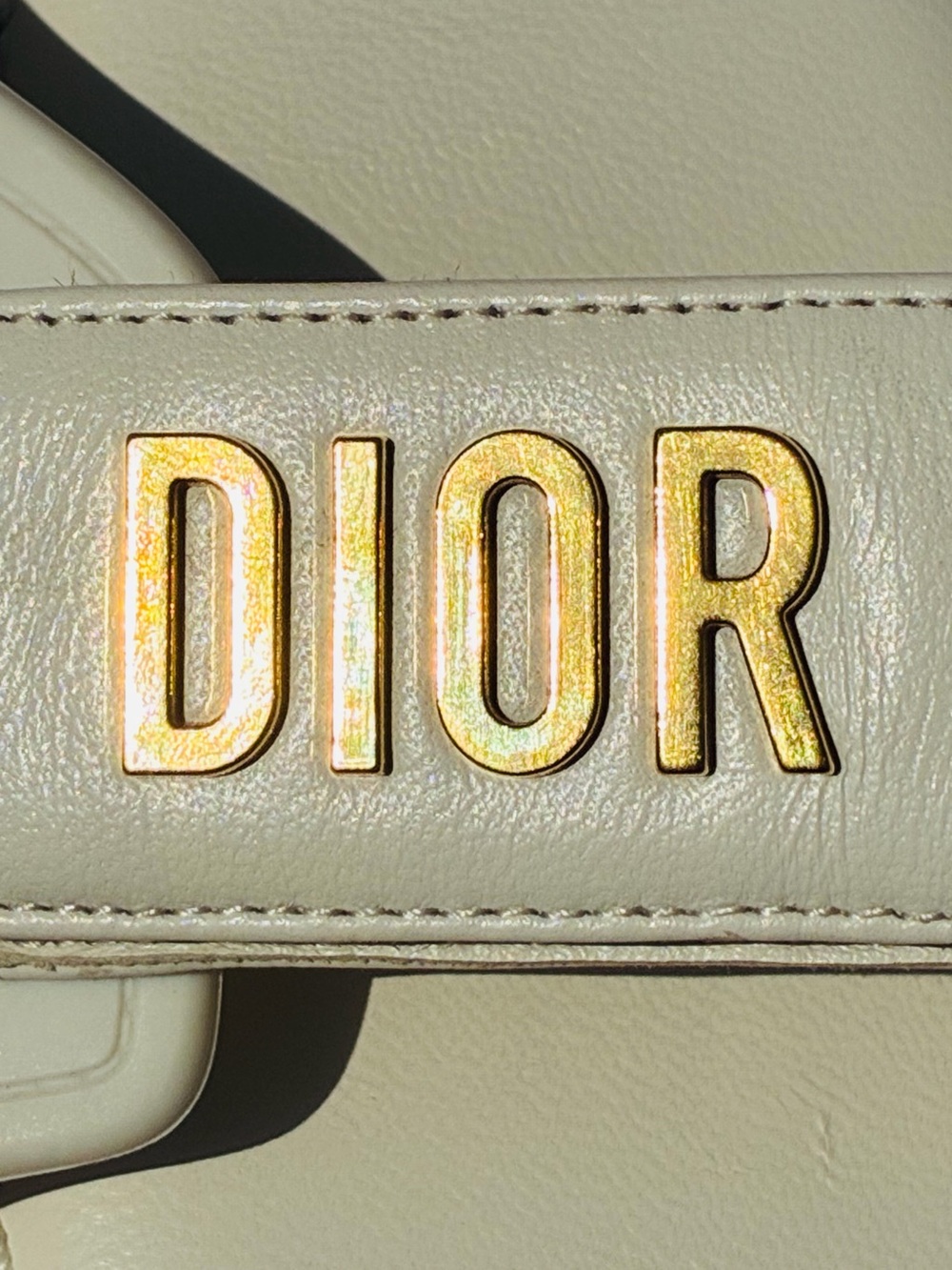 DIOR DIORACT OFF-WHITE LAMB LEATHER SLIDE FLAT SANDALS GOLD LOGO SZ 40 NEW - Picture 12 of 16